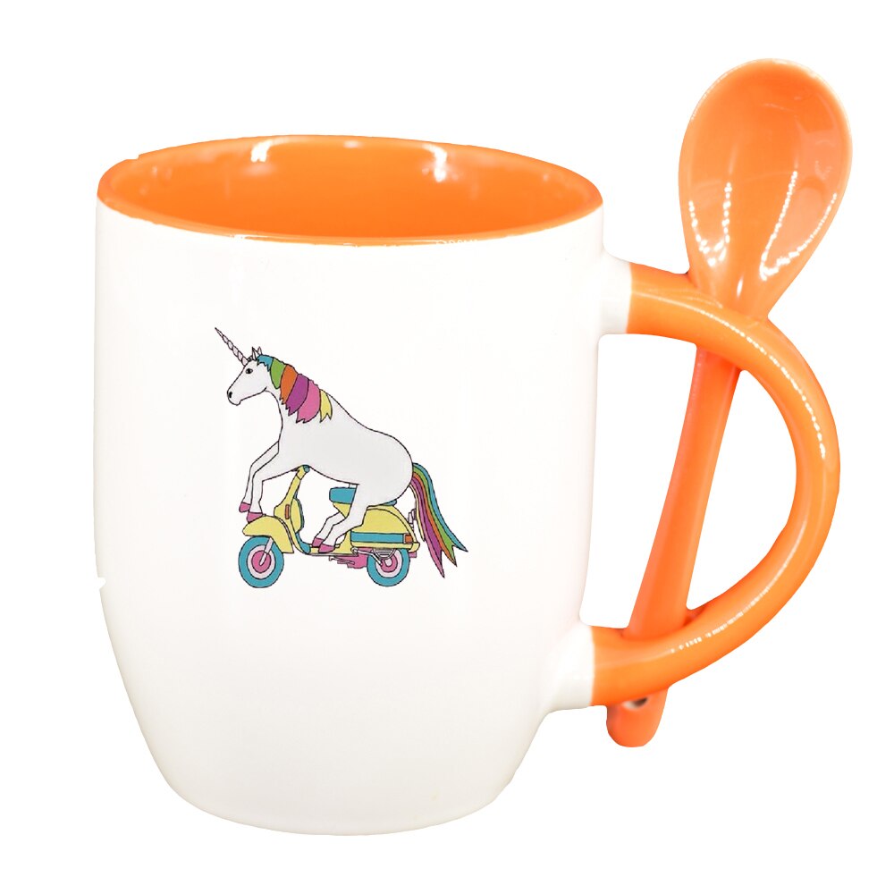 Cana Unicorn - Vespa cu lingurita, interior portocaliu, 330ml, D1433