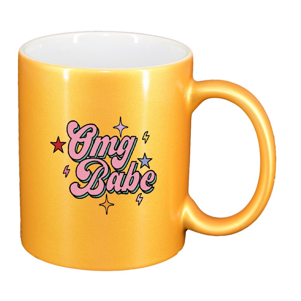 Cana cu mesaj OMG Babe, auriu sidefata, 330ml, D1426