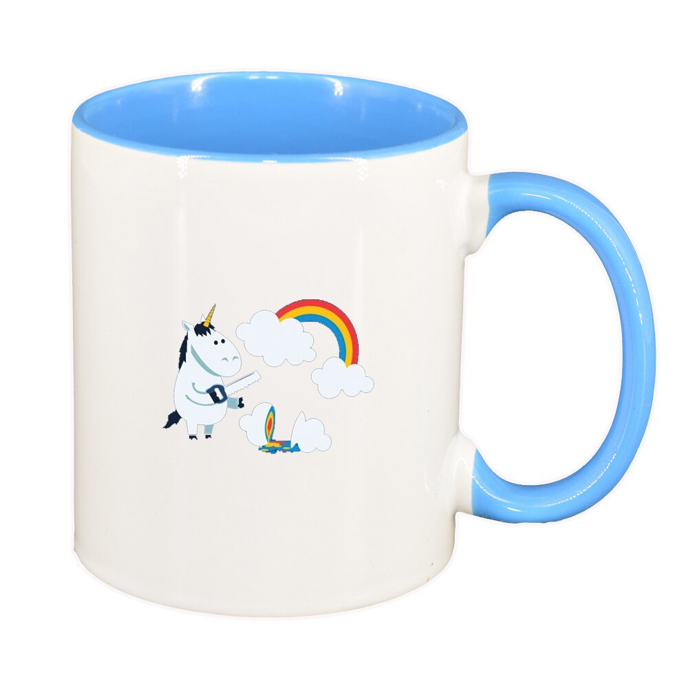 Cana Unicorn - Rainbow, interior albastru, 330ml, D1432