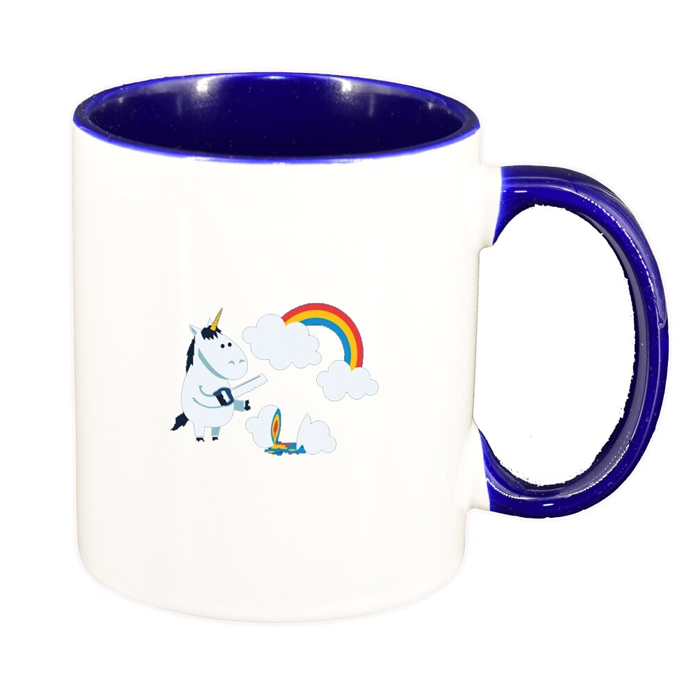 Cana Unicorn - Rainbow, interior albastru inchis, 330ml, D1432