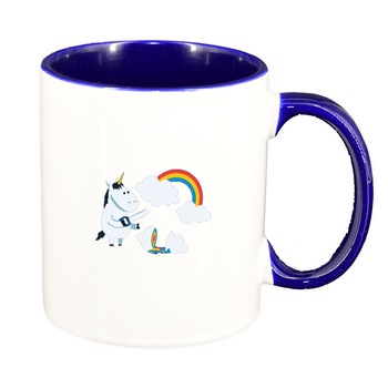 Cana Unicorn - Rainbow, interior albastru inchis, 330ml, D1432 Cana Unicorn - Rainbow, interior albastru inchis, 330ml, D1432