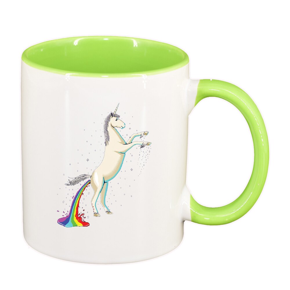 Cana Unicorn - Rainbow, interior verde deschis, 330ml, D1434