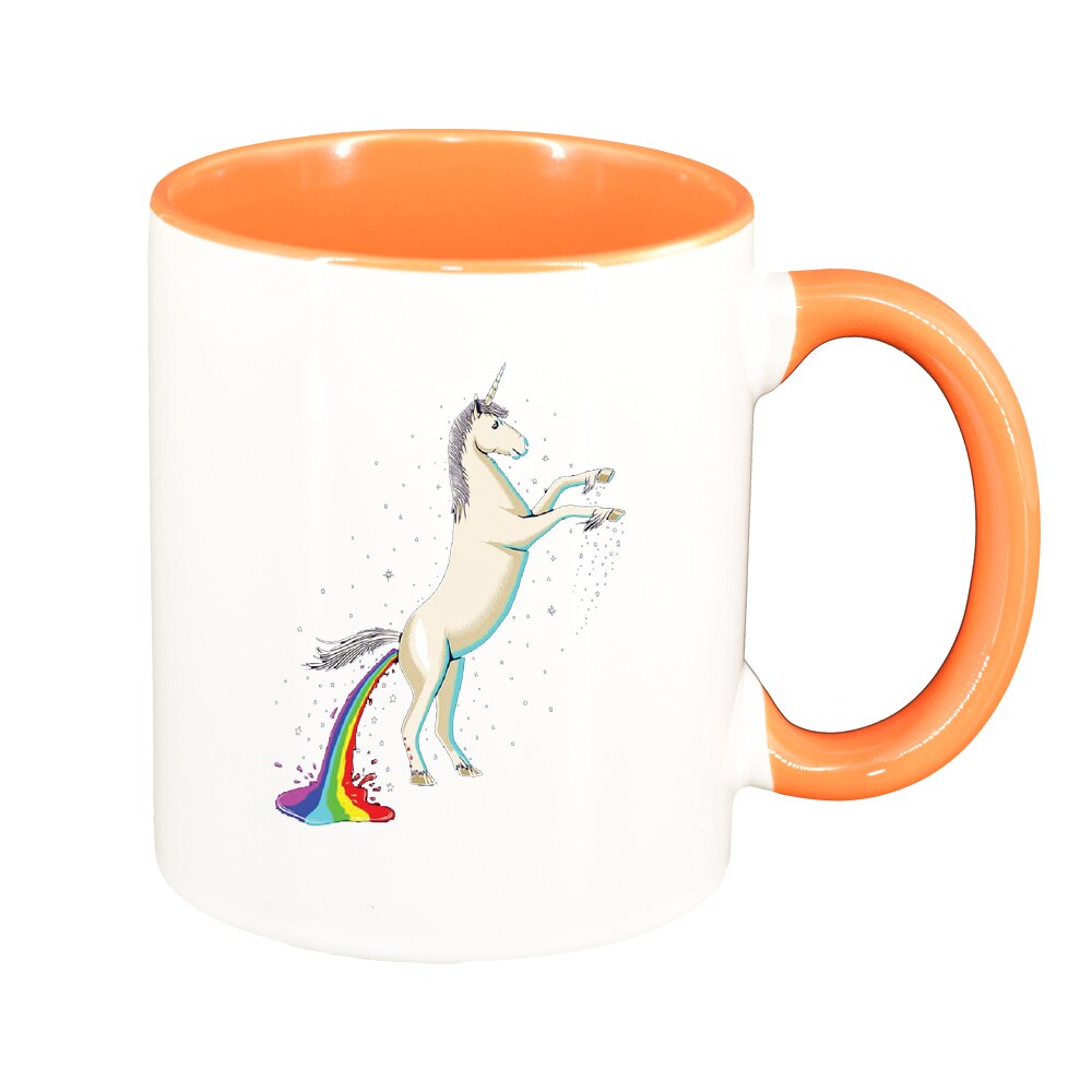 Cana Unicorn - Rainbow, interior portocaliu, 330ml, D1434