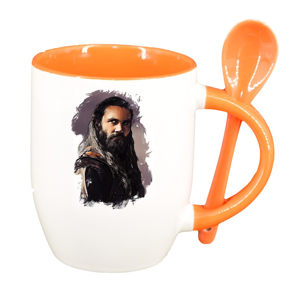 Cana Vikingii cu lingurita, interior portocaliu, 330ml, D1436