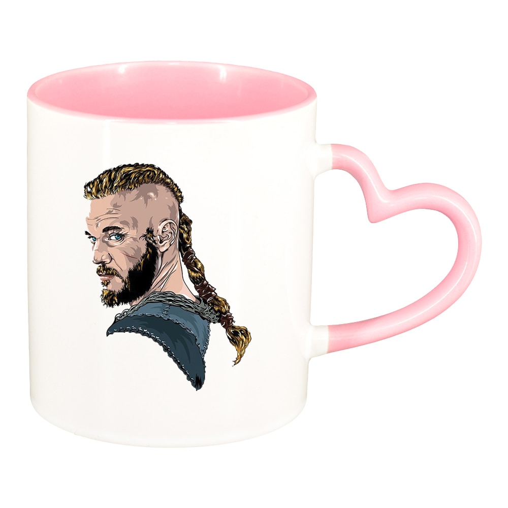 Cana Vikingii, interior roz, maner inima, 330ml, D1435