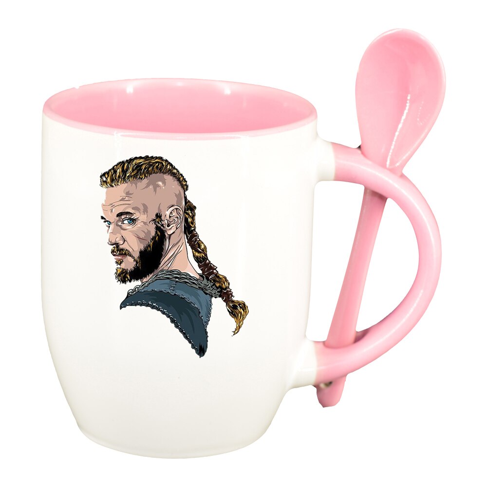 Cana Vikingii cu lingurita, interior roz, 330ml, D1435
