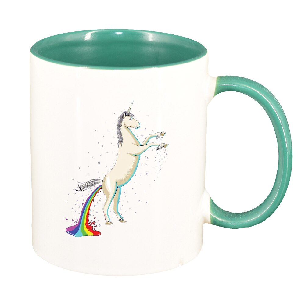 Cana Unicorn - Rainbow, interior verde, 330ml, D1434
