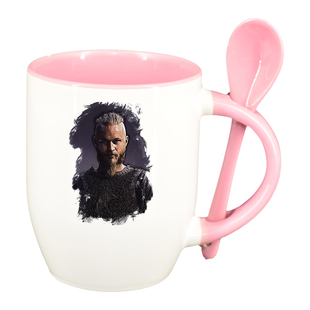 Cana Vikingii cu lingurita, interior roz, 330ml, D1437