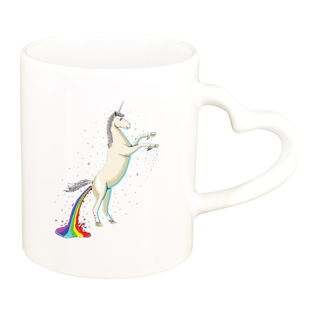 Cana Unicorn - Rainbow, alb, maner inima, 330ml, D1434