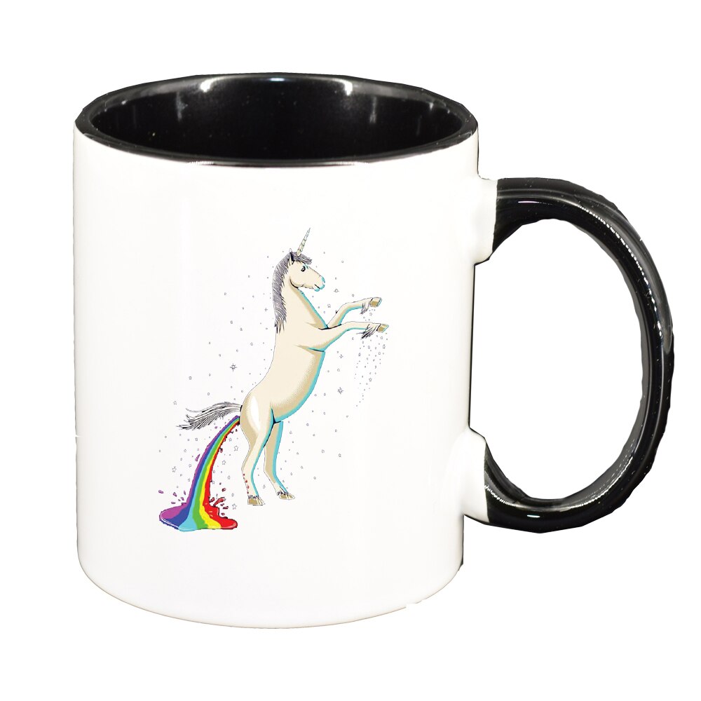 Cana Unicorn - Rainbow, interior negru, 330ml, D1434