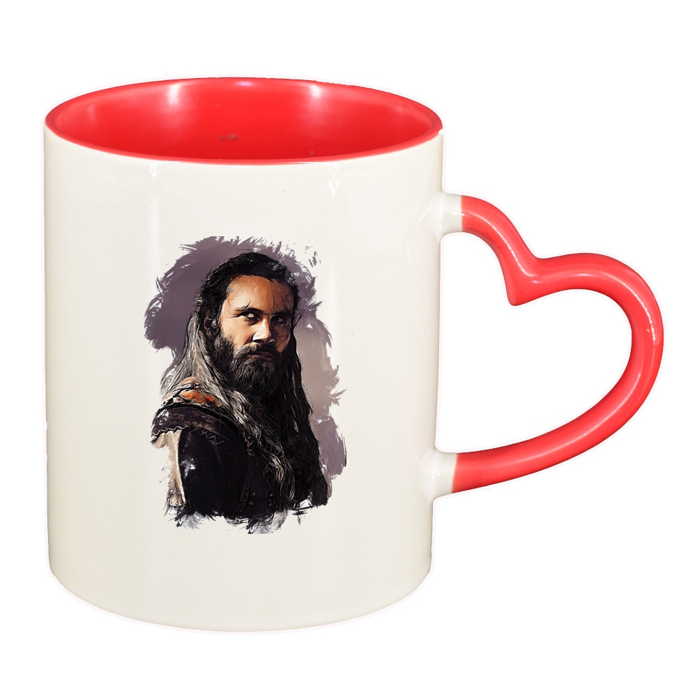 Cana Vikingii, interior rosu, maner inima, 330ml, D1436