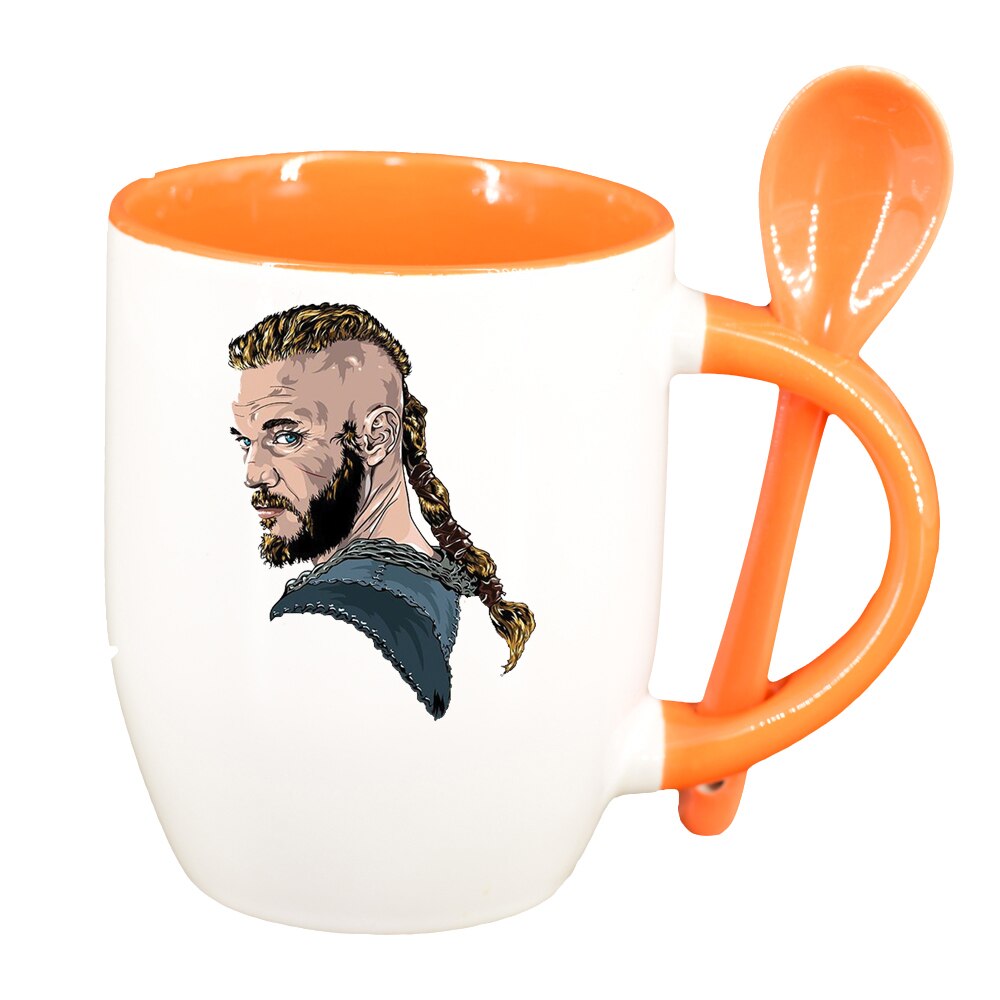 Cana Vikingii cu lingurita, interior portocaliu, 330ml, D1435