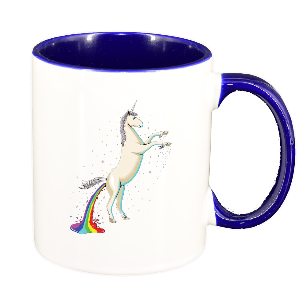 Cana Unicorn - Rainbow, interior albastru inchis, 330ml, D1434