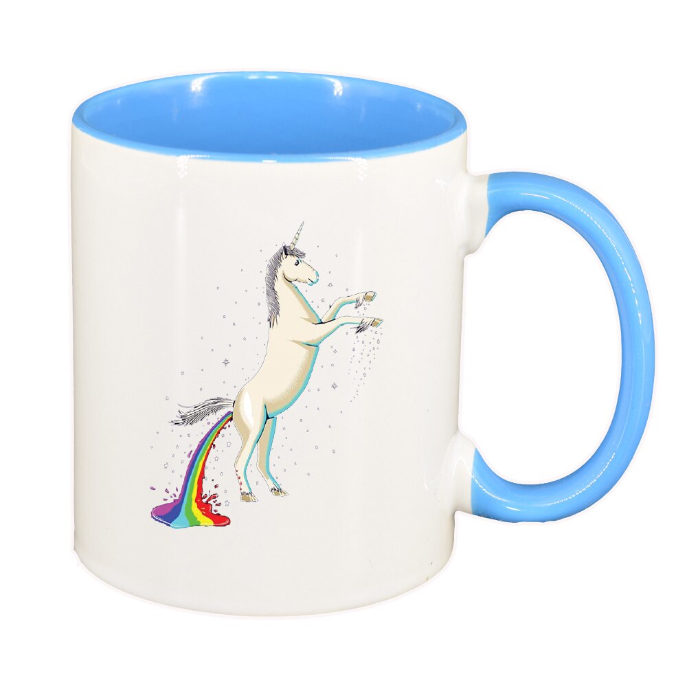 Cana Unicorn - Rainbow, interior albastru, 330ml, D1434