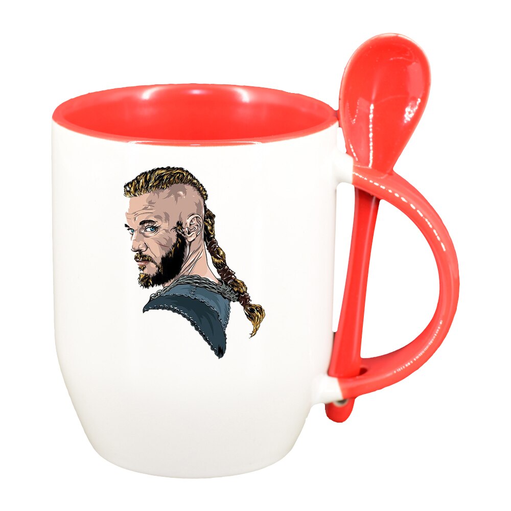Cana Vikingii cu lingurita, interior rosu, 330ml, D1435
