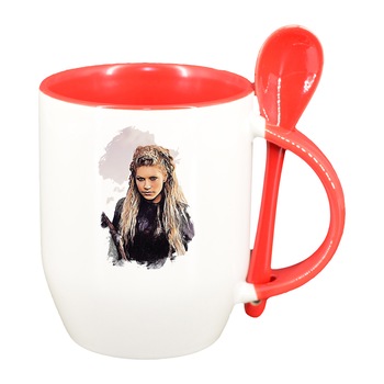 Cana Vikingii cu lingurita, interior rosu, 330ml, D1438 Cana Vikingii cu lingurita, interior rosu, 330ml, D1438