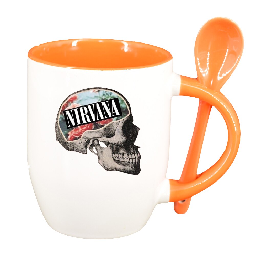 Cana Nirvana cu lingurita, interior portocaliu, 330ml, D1441