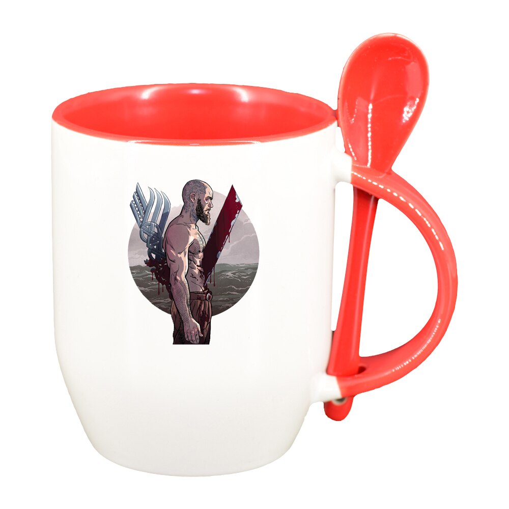 Cana Vikingii cu lingurita, interior rosu, 330ml, D1439