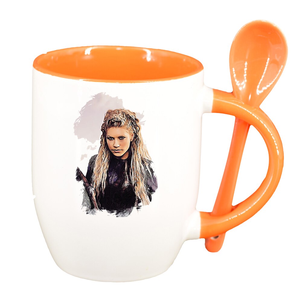 Cana Vikingii cu lingurita, interior portocaliu, 330ml, D1438