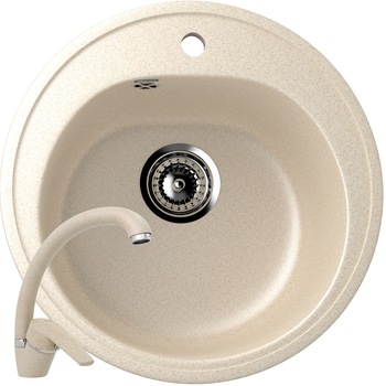 Set Baterie FLEKO FZUF MB203 + Chiuveta rotunda Compozit Bucatarie Ulgran U-101-328, Bej, Sistem scurgere Complet inclus Set Baterie FLEKO FZUF MB203 + Chiuveta rotunda Compozit Bucatarie Ulgran U-101-328, Bej, Sistem scurgere Complet inclus