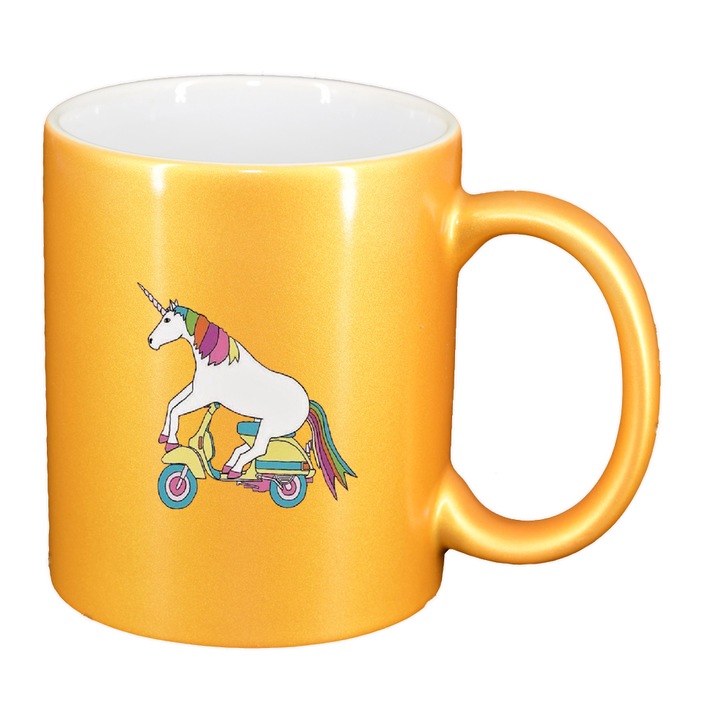 Unikornis bögre - Vespa, gyöngyház arany, 330 ml, D1433