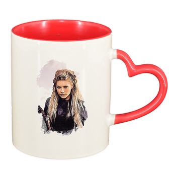 Cana Vikingii, interior rosu, maner inima, 330ml, D1438 Cana Vikingii, interior rosu, maner inima, 330ml, D1438