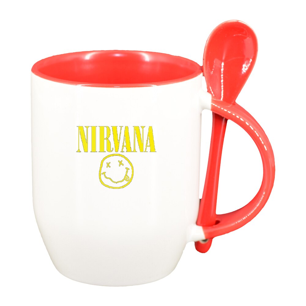 Cana Nirvana cu lingurita, interior rosu, 330ml, D1444