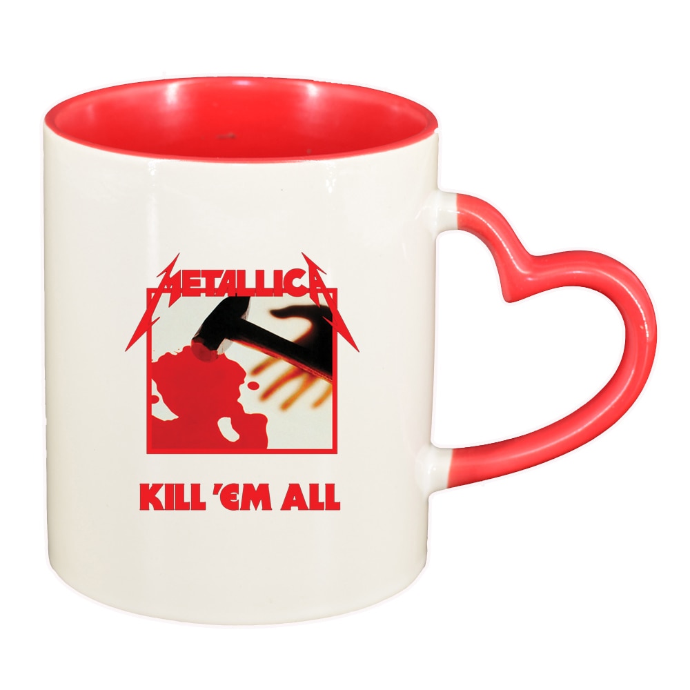 Cana Metallica, interior rosu, maner inima, 330ml, D1445