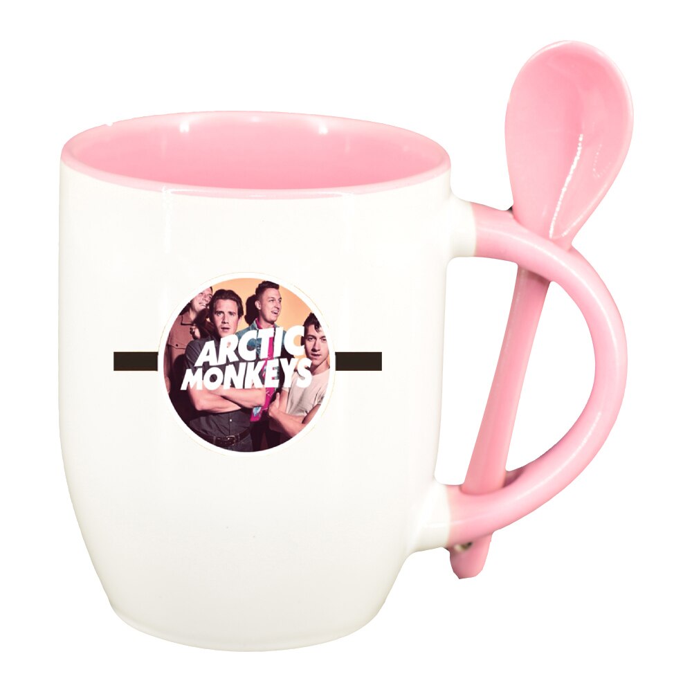 Cana Arctic Monkeys cu lingurita, interior roz, 330ml, D1449