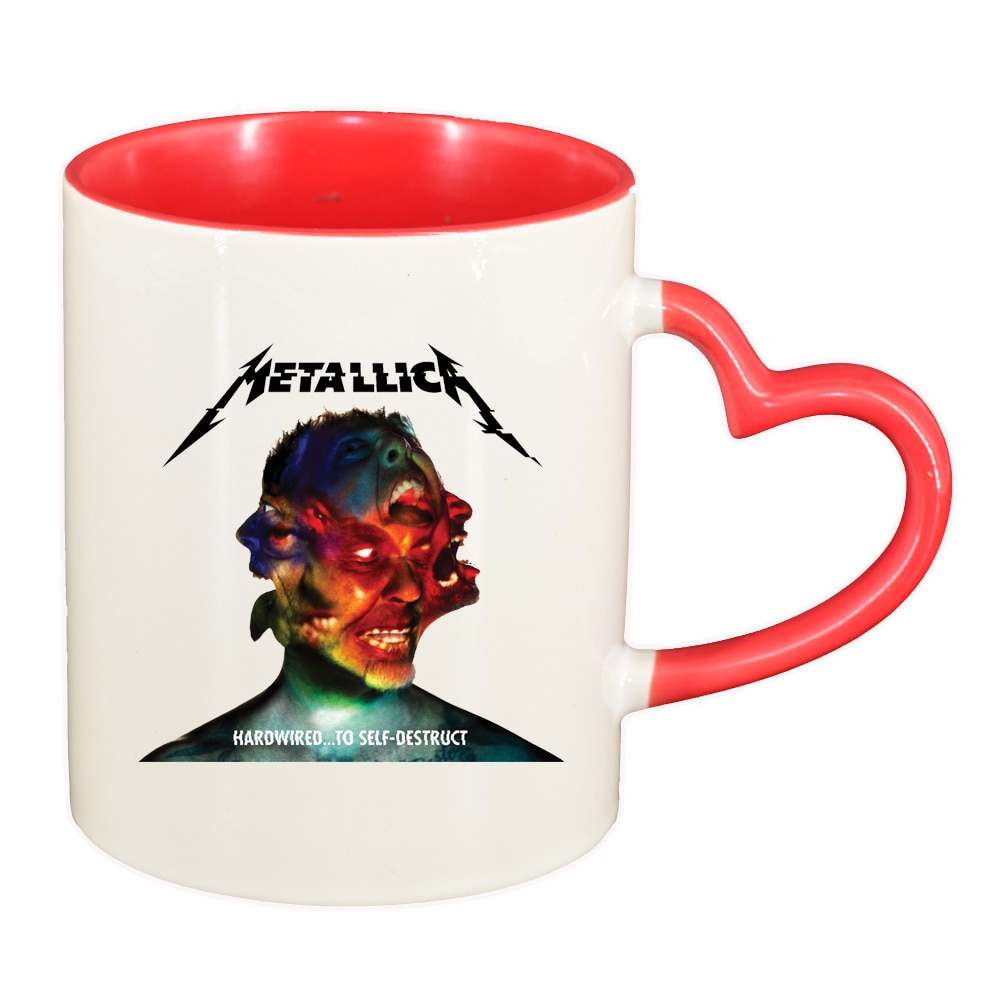 Cana Metallica, interior rosu, maner inima, 330ml, D1446