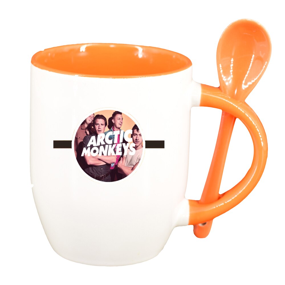 Cana Arctic Monkeys cu lingurita, interior portocaliu, 330ml, D1449