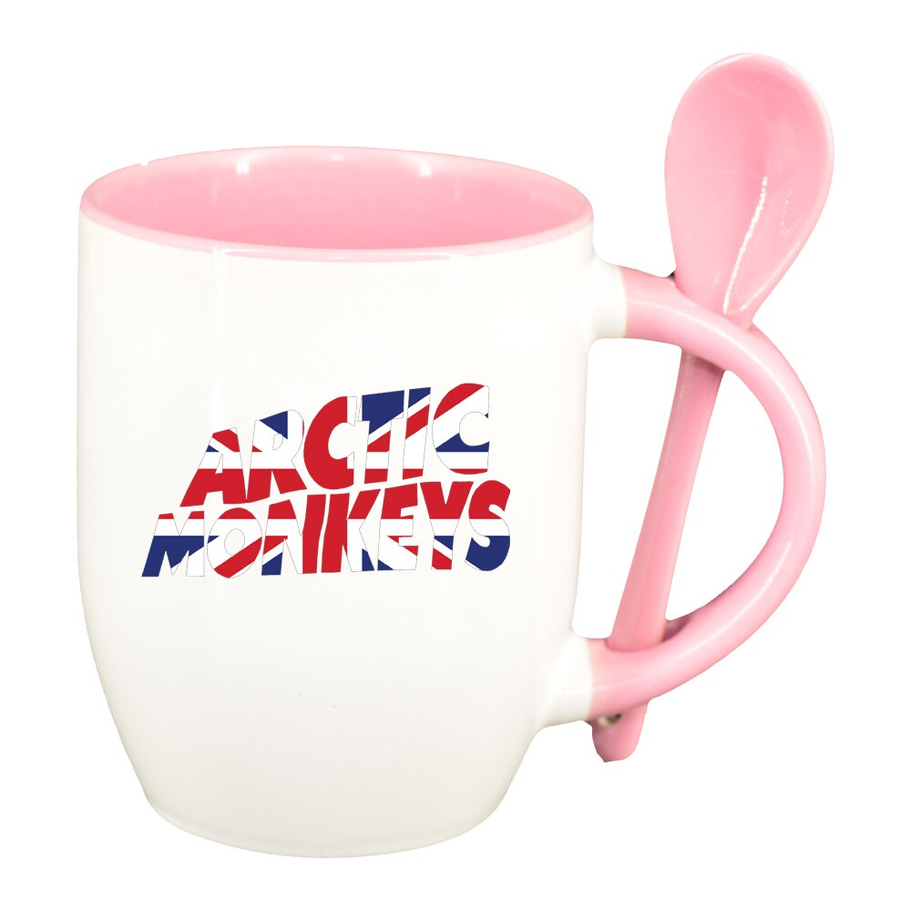 Cana Arctic Monkeys cu lingurita, interior roz, 330ml, D1448
