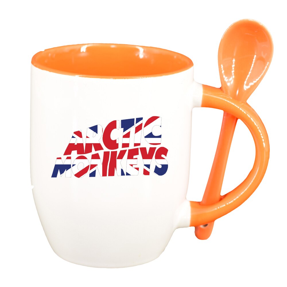 Cana Arctic Monkeys cu lingurita, interior portocaliu, 330ml, D1448