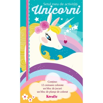 Setul meu de activitati - UNICORNI + 12 creioane colorate CADOU, - Editura Kreativ Setul meu de activitati - UNICORNI + 12 creioane colorate CADOU, - Editura Kreativ