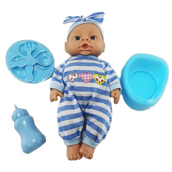 Papusa bebelus bleu vorbeste si canta in limba romana cu olita, accesorii mancare si biberon Lovely Baby Papusa bebelus bleu vorbeste si canta in limba romana cu olita, accesorii mancare si biberon Lovely Baby