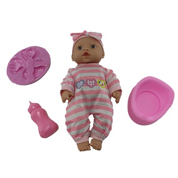 Papusa bebelus roz vorbeste si canta in limba romana cu olita, accesorii mancare si biberon Lovely Baby Papusa bebelus roz vorbeste si canta in limba romana cu olita, accesorii mancare si biberon Lovely Baby