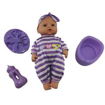 Papusa bebelus mov vorbeste si canta in limba romana cu olita, accesorii mancare si biberon Lovely Baby Papusa bebelus mov vorbeste si canta in limba romana cu olita, accesorii mancare si biberon Lovely Baby