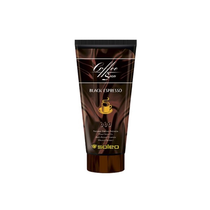 Крем за солариум Soleo Coffee Sun, Екстракт от орех за дълбок тен, Екстракт от кофеин, Шафраново масло, Витамини А, Е, С, 150 мл