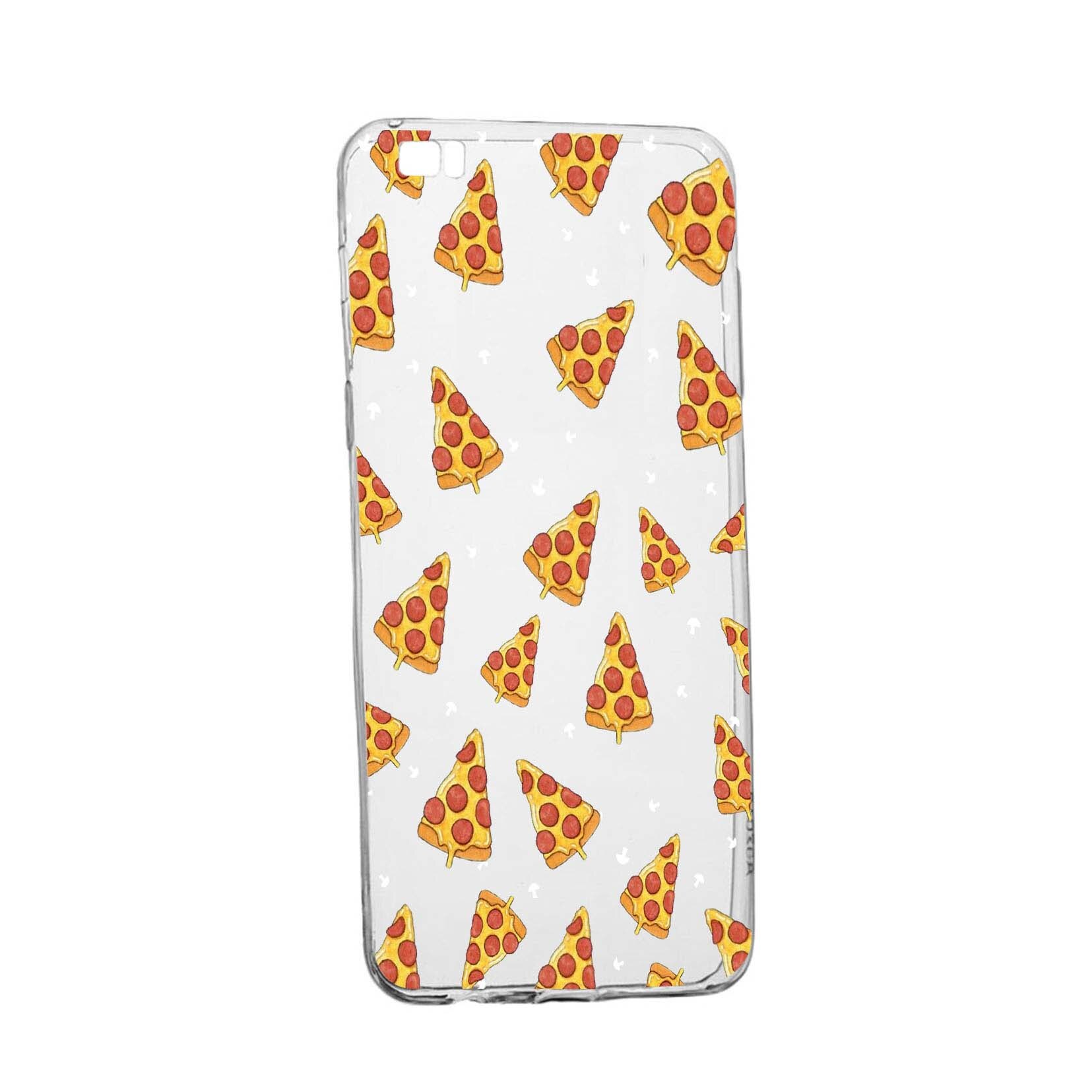 Husa Pizza, pentru Huawei P8 Lite, rezistenta la uzura, anti-alunecare, din silicon Premium, 665