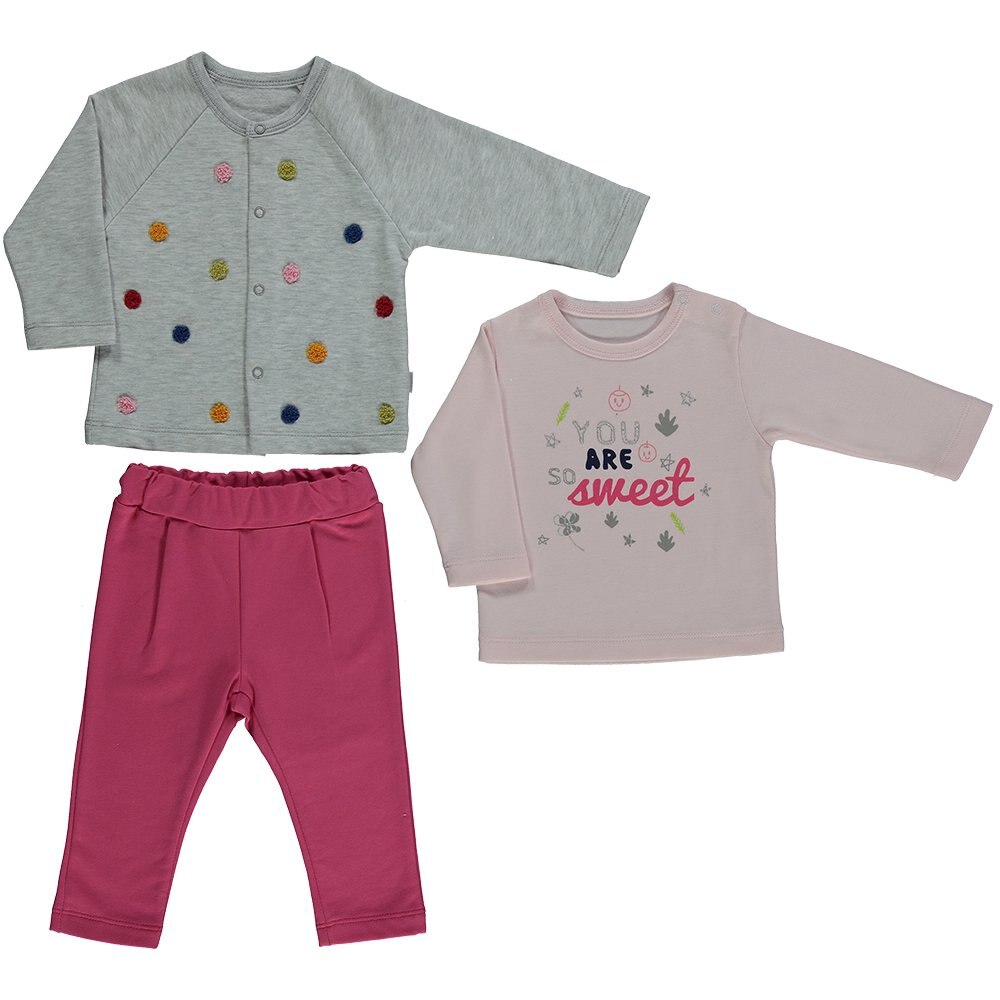 Set 3 piese, jacheta, bluza si pantaloni, fete, Bebetto, Sweet Colours, Fucsia