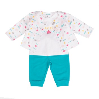 Set 3 piese fetite, cardigan, tricou si pantaloni, Babybol, turcoaz Set 3 piese fetite, cardigan, tricou si pantaloni, Babybol, turcoaz