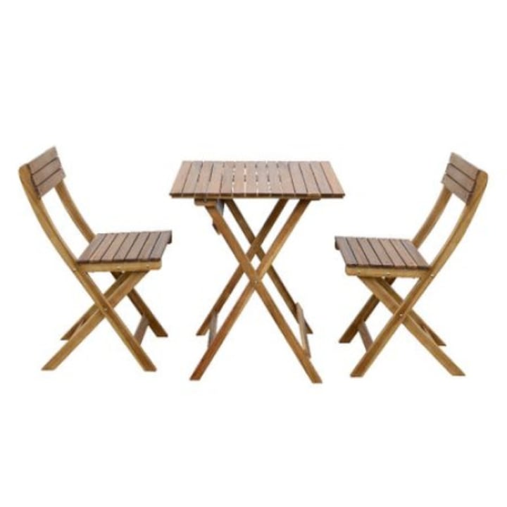 White Label Art Garden asztal készlet, összecsukható, szögletes, 2 összecsukható székkel, kertbe vagy erkélyre, időjárásálló