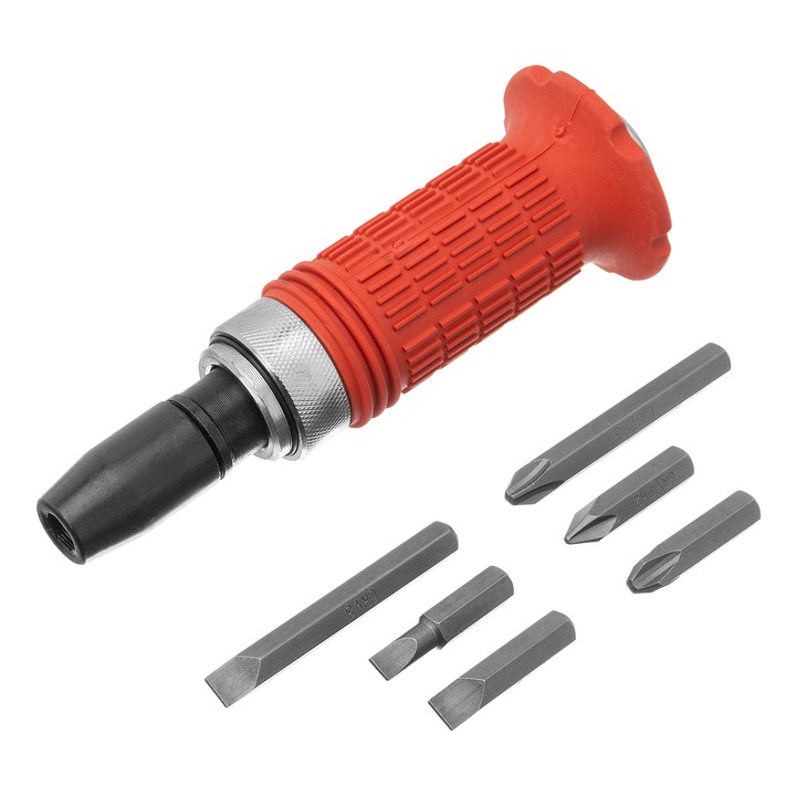 Отвертка MTX, ударна 1/2", комплект битове, 6 бр., гумирана дръжка, в пластмасова кутия