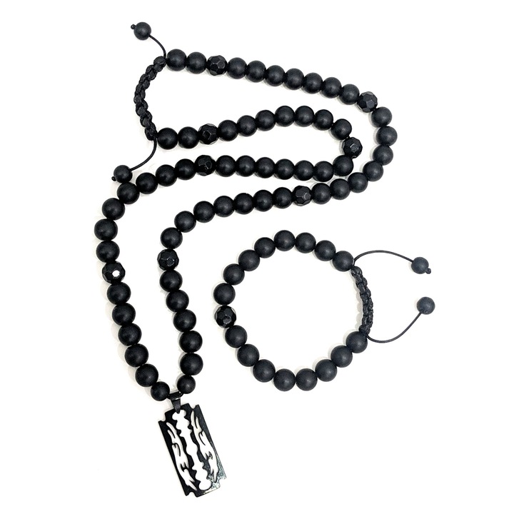 Set colier si bratara barbati, Gerdani BG, Onix Negru