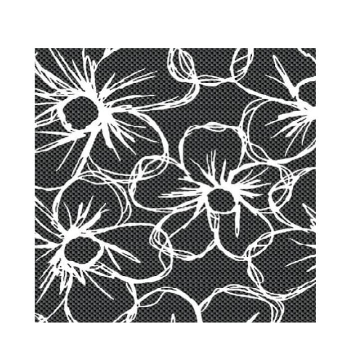 Fata de masa Gemitex musama Carbonio Bianco neagra cu flori albe 120cmx160cm
