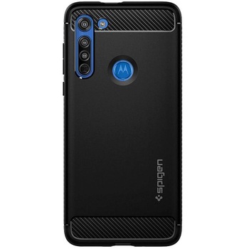 Husa Antisoc Spigen Rugged Armor pentru Motorola Moto G8, Negru Husa Antisoc Spigen Rugged Armor pentru Motorola Moto G8, Negru