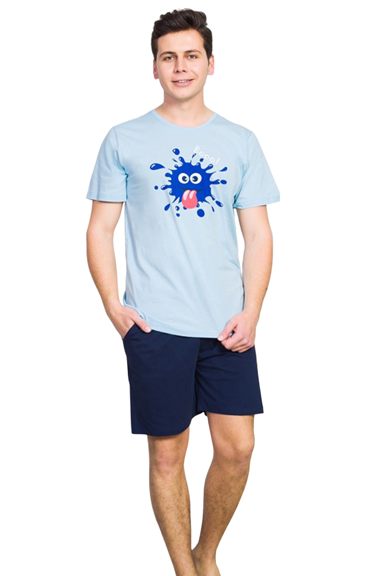 Pijama barbati Gazzaz by Vienetta, model Splash , albastru