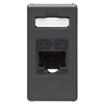 Priza date Gewiss System, RJ45 cat. 5E, incastrata, modulara - 1 modul, negru Priza date Gewiss System, RJ45 cat. 5E, incastrata, modulara - 1 modul, negru