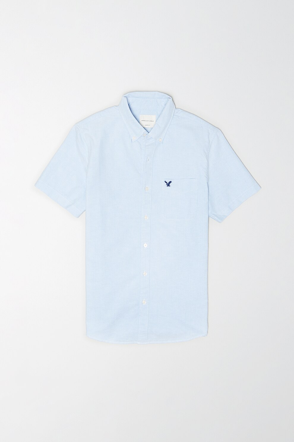 American Eagle, Camasa de bumbac cu buzunar pe piept, Albastru azur, S