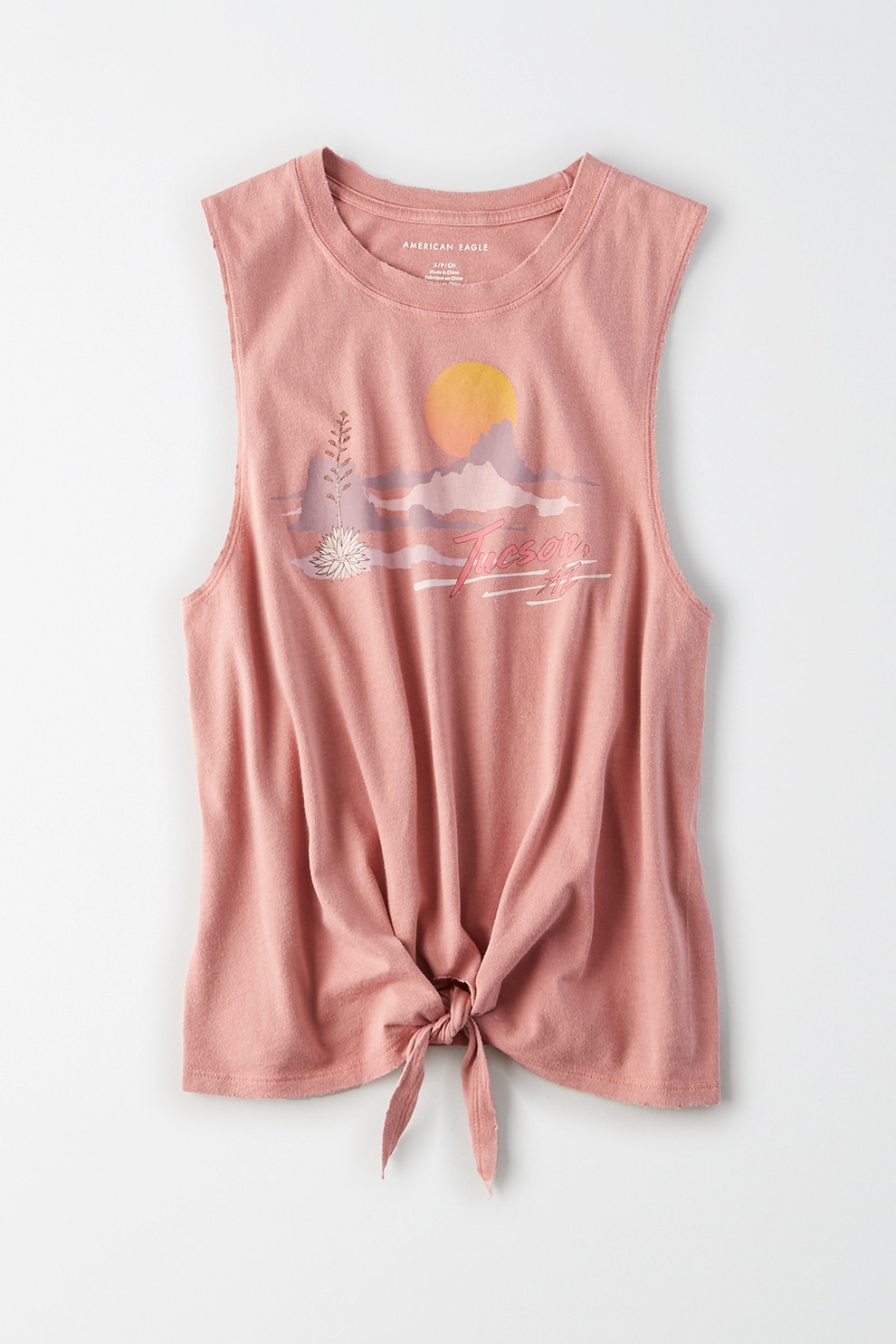 American Eagle, Tricou din amestec de modal, fara maneci, Roz, XL